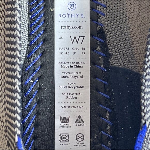 Rothys Women's Grey And Blue Flats Sz - 7W - Picture 9 of 9